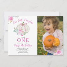 Little Pumpkin Pink Bow Girls Erstes Geburtstags-F