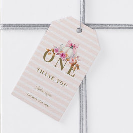 Little Pumpkin Pink Bow Rose 1. Elegant Geburtstag Geschenkanhänger