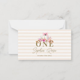 Little Pumpkin Pink Bow Rose 1. Elegant Geburtstag Mitteilungskarte