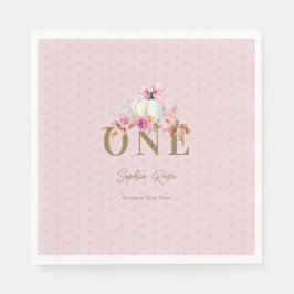 Little Pumpkin Pink Bow Rose Dots 1. Geburtstag Serviette