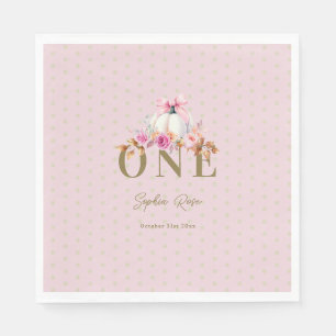Little Pumpkin Pink Bow Rose Dots 1. Geburtstag Serviette