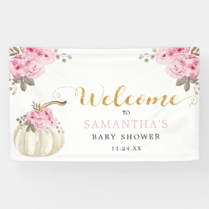 Little Pumpkin Pink Floral Baby Dusche Willkommen Banner