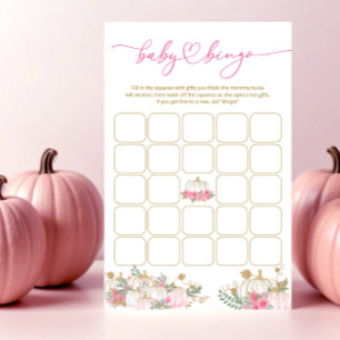 Little Pumpkin Pink Floral Baby Shower Bingo Spiel