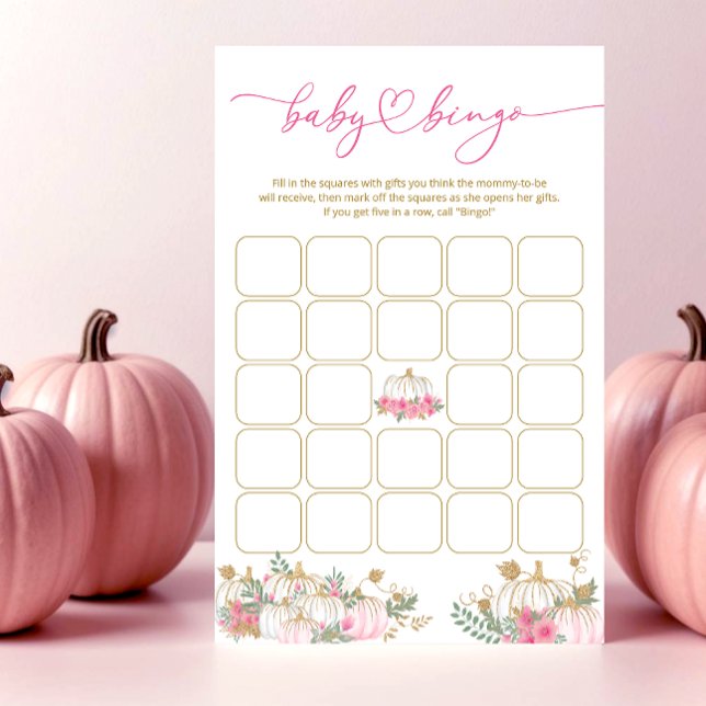 Little Pumpkin Pink Floral Baby Shower Bingo Spiel (Von Creator hochgeladen)