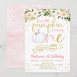 Little Pumpkin Pink Floral Erster Geburtstag Einladung