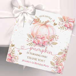 Little Pumpkin Pink Floral Girl Fall 1. Geburtstag Geschenkanhänger