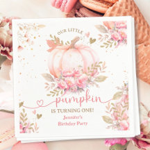 Little Pumpkin Pink Floral Girl Fall 1. Geburtstag