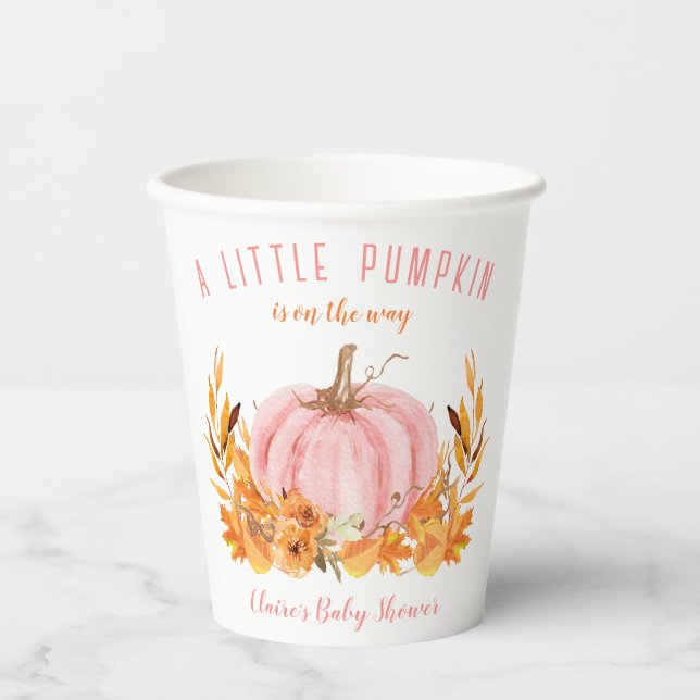 Little Pumpkin Pink Girl Baby Duschpapier Tassen Pappbecher (Vorderseite)