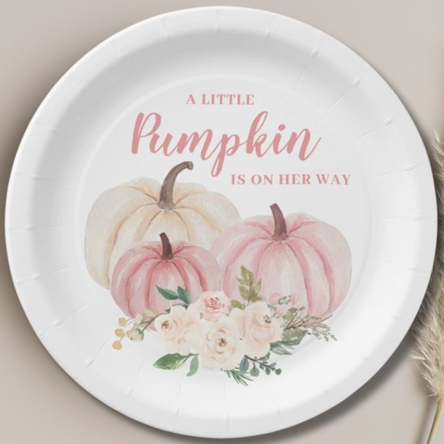 Little Pumpkin Pink Girl Babydusche Pappteller (Von Creator hochgeladen)