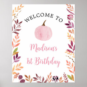 Little Pumpkin Pink Girl Boho Geburtstag Willkomme Poster