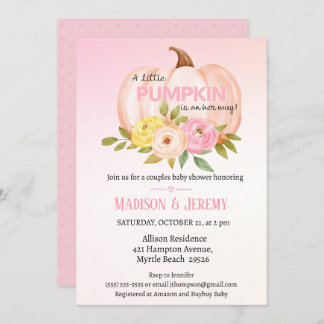 Little Pumpkin Pink Girls Kinderdusche Einladung