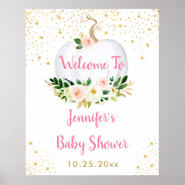 Little Pumpkin Pink Gold Baby Dusche Willkommen Poster