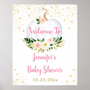 Little Pumpkin Pink Gold Baby Dusche Willkommen Poster