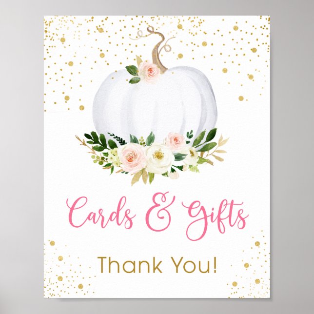 Little Pumpkin Pink Gold Cards & Gifts Zeichen Poster (Vorne)