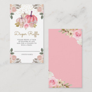 Little Pumpkin Pink Gold Floral Diaper Raffle Begleitkarte