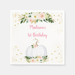 Little Pumpkin Pink Gold Geburtstag Serviette
