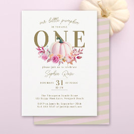 Little Pumpkin Pink Roses 1. Elegant Geburtstag Einladung