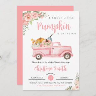 Little Pumpkin Pink Rustic Truck Baby Girl Dusche Einladung
