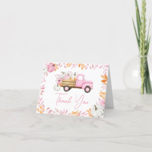 Little Pumpkin Pink Truck Fall Baby Dusche Dankeskarte