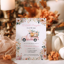 Little Pumpkin Pink Truck Fall Floral Baby Dusche Einladung