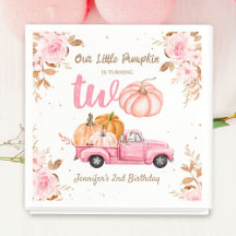 Little Pumpkin Pink Truck Girl Herbst 2. Geburtsta