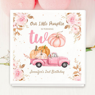 Little Pumpkin Pink Truck Girl Herbst 2. Geburtsta Serviette