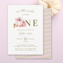 Little Pumpkin Pink Wasserfarbe Rose 1. Geburtstag Einladung