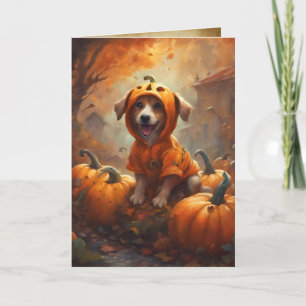 Little Pumpkin Puppy, glücklicher Halloween Hund Karte