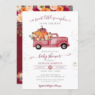 Little Pumpkin Red Fall Lieferwagen Truck Baby Sho Einladung