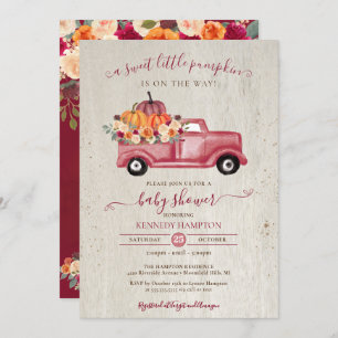 Little Pumpkin Red Fall Lieferwagen Truck Baby Sho Einladung