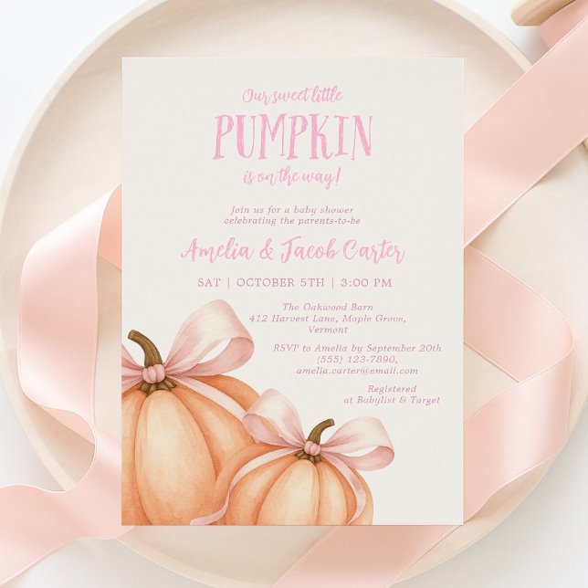 Little Pumpkin, rosa Bug, Coquette Babydusche Einladung (Von Creator hochgeladen)