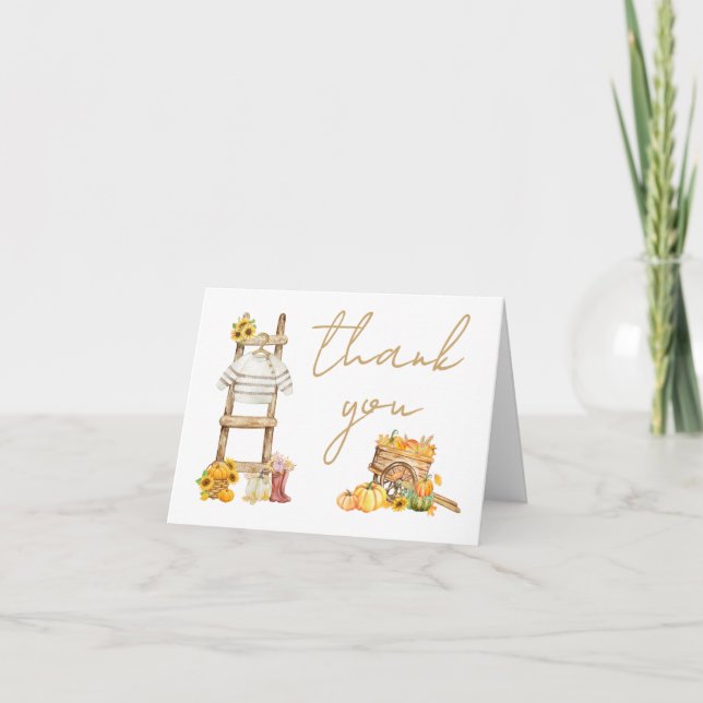 Little Pumpkin Rustic Baby Dusche Dankeskarte (Vorderseite)