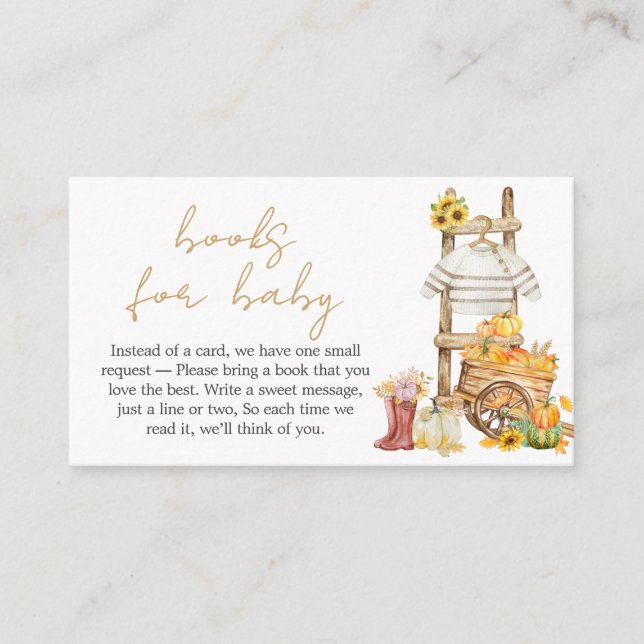 Little Pumpkin Rustic Baby Shower Books for Baby Begleitkarte (Vorderseite)