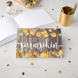 Little Pumpkin Rustic Barnwood Autumn Baby Dusche Gästebuch