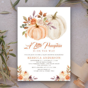 Little Pumpkin Rustic Earthy Floral Baby Shower Einladung