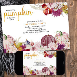 Little Pumpkin Rustic Floral Girls Geburtstag Einladung