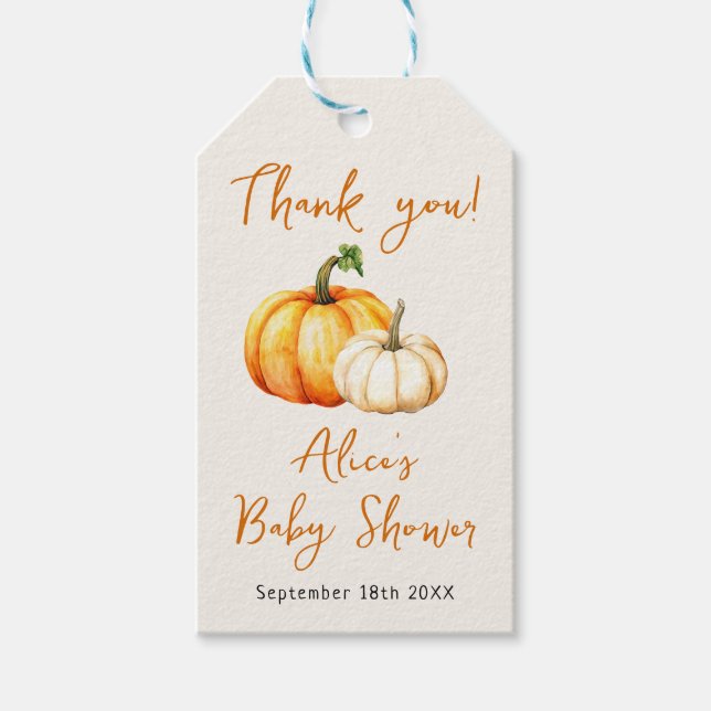 Little Pumpkin Rustic Herbst Kinderdusche Geschenkanhänger (Vorderseite)