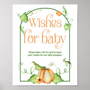 Little Pumpkin Shower wünscht sich Baby Game Sign Poster