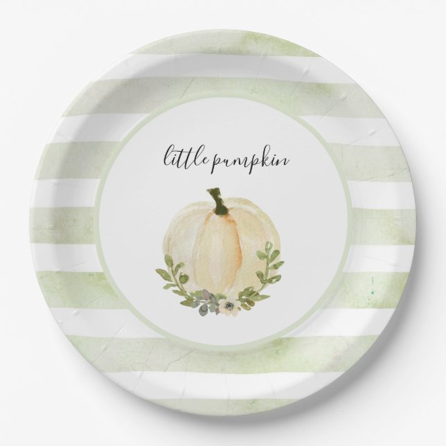 Little Pumpkin Tellers Rustic Fall Baby Dusche Pappteller (Vorderseite)
