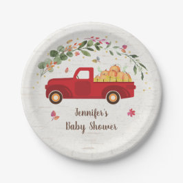 Little Pumpkin Truck Baby Shower Paper Plate Pappteller