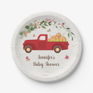 Little Pumpkin Truck Baby Shower Paper Plate Pappteller