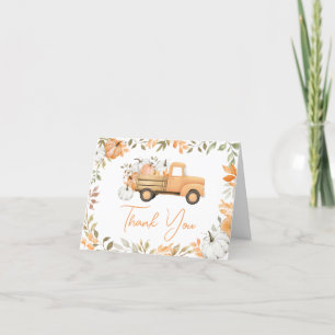 Little Pumpkin Truck Fall Baby Dusche Dankeskarte