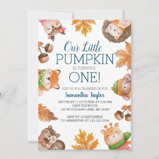 Little Pumpkin, Turning One, 1. Geburtstag Invitat Einladung