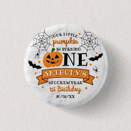Little Pumpkin Turning One Halloween 1. Geburtstag Button
