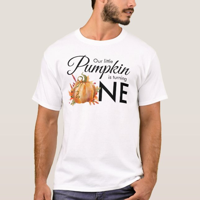 Little Pumpkin Turning One Herbst Birthday T-Shirt (Vorderseite)