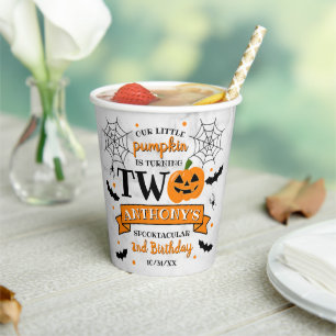 Little Pumpkin Turning Two Halloween 2. Geburtstag Pappbecher