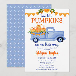 Little Pumpkin Twin Boy Baby Sprinkle Einladung