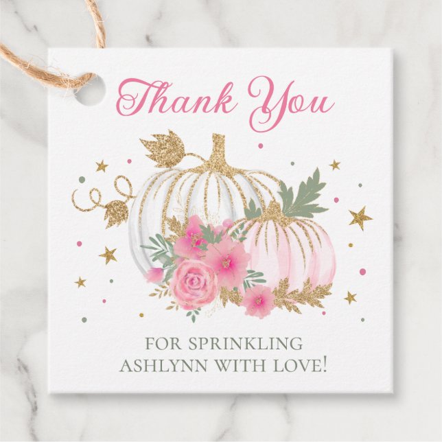 Little Pumpkin Twin Girl Baby Sprinkle Vielen Dank Geschenkanhänger (Vorderseite)