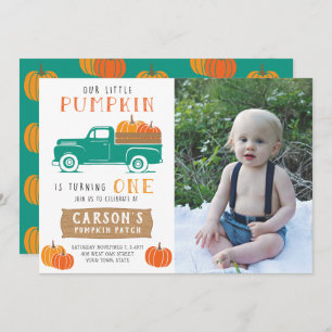 Little Pumpkin Vintag Truck Boy's Erster Geburtsta Einladung