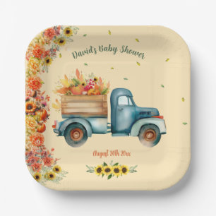 Little Pumpkin Vintag Truck Sonnenblumenfallen The Pappteller